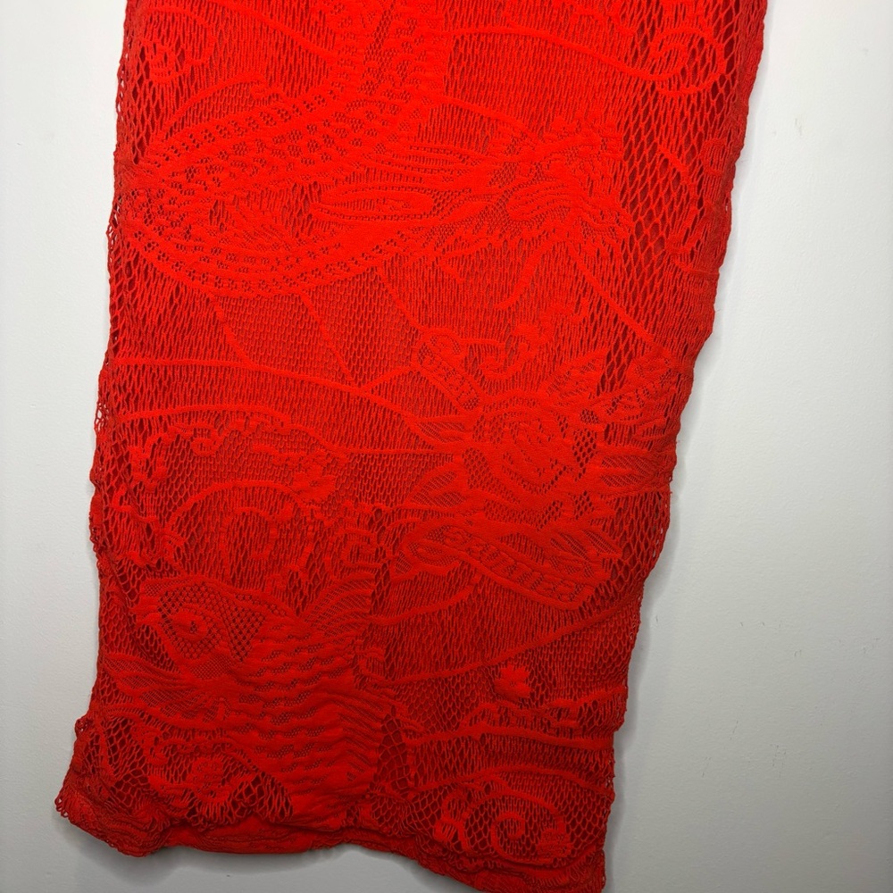 Vintage Jean Paul Gaultier Soleil Red Lace Dress size large - Picture 4 of 10